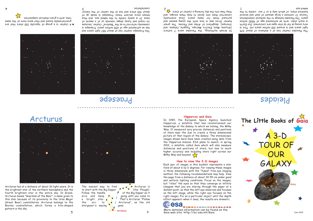 A 3-D TOUR of OUR GALAXY Pleiades Praesepe Arcturus