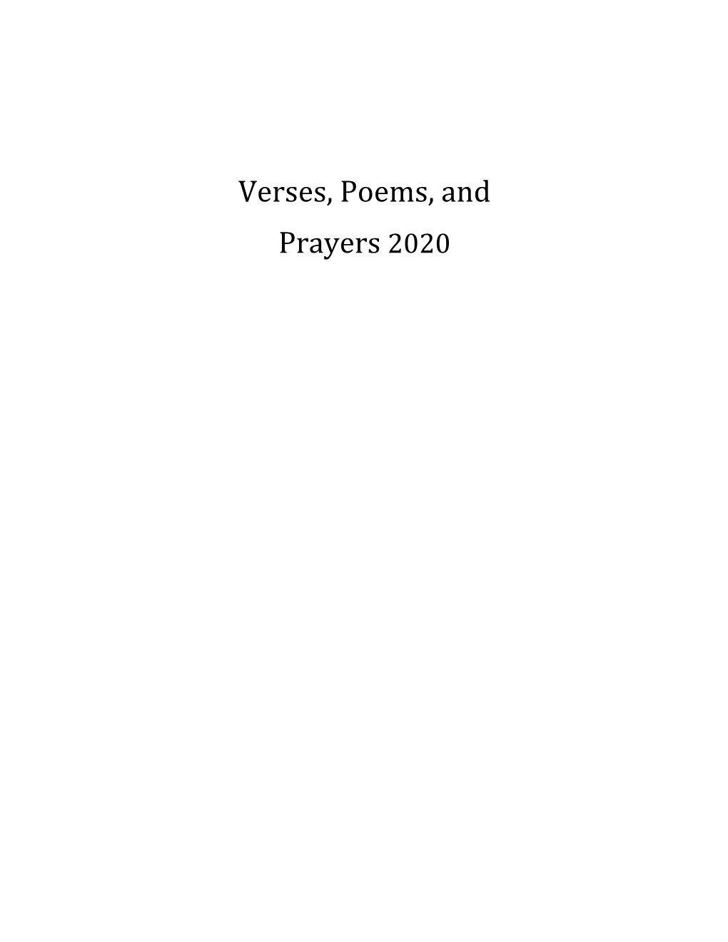 Verses, Poems, and Prayers 2020