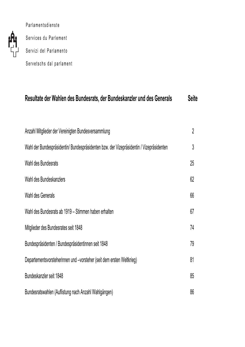 Resultate Der Wahlen Des Bundesrats, Der Bundeskanzler Und Des Generals Seite