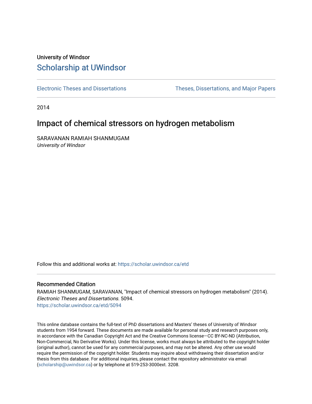 Impact of Chemical Stressors on Hydrogen Metabolism