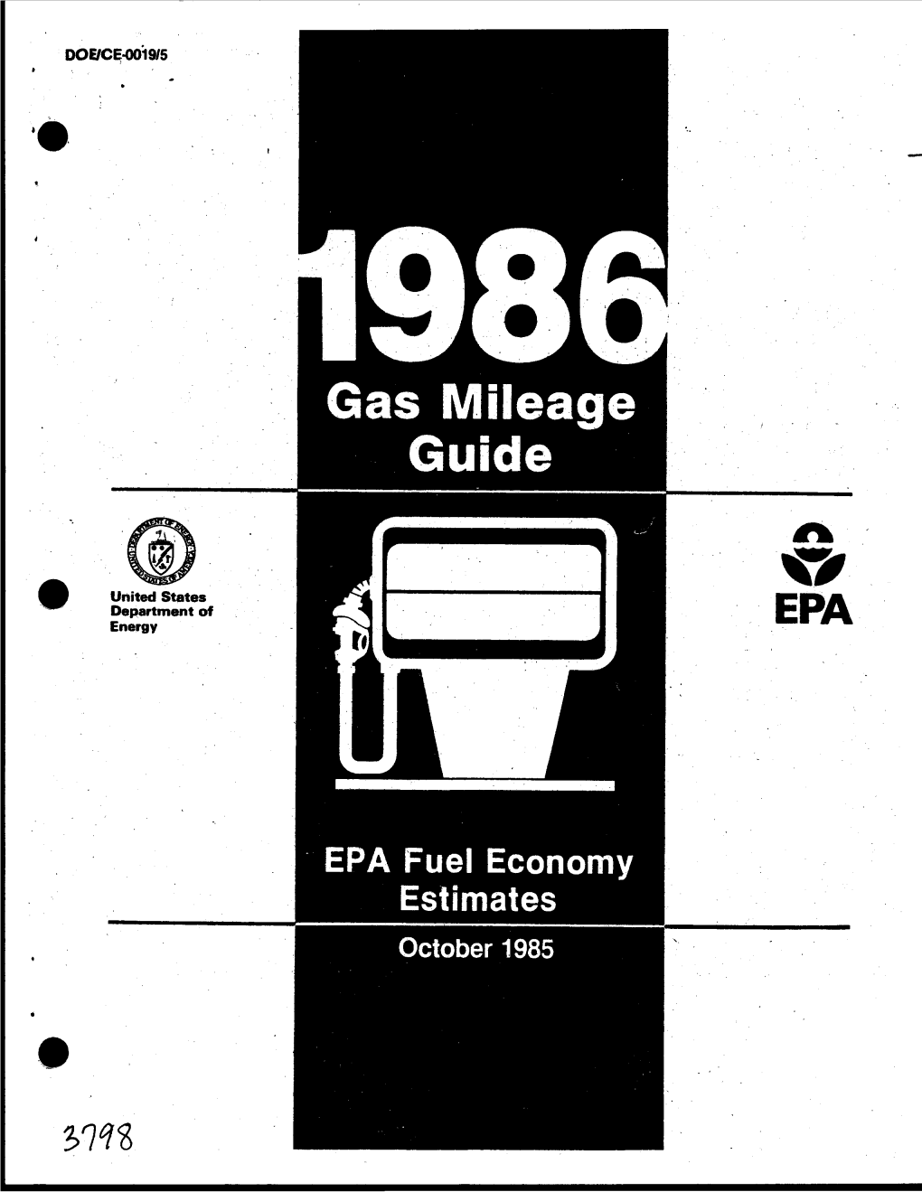 1986 Gas Mileage Guide: EPA Fuel Economy Estimates