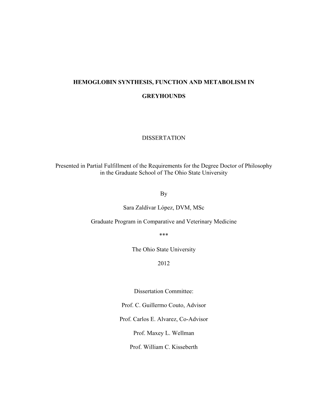 Hemoglobin Synthesis, Function and Metabolism In