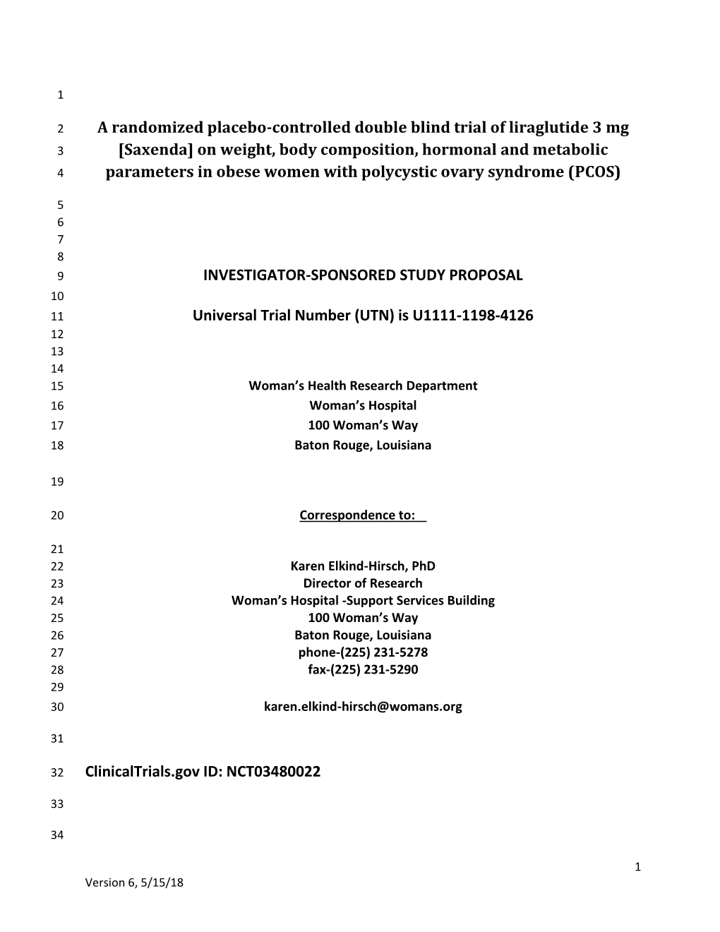 Saxenda] on Weight, Body Composition, Hormonal and Metabolic 4 Parameters in Obese Women with Polycystic Ovary Syndrome (PCOS)