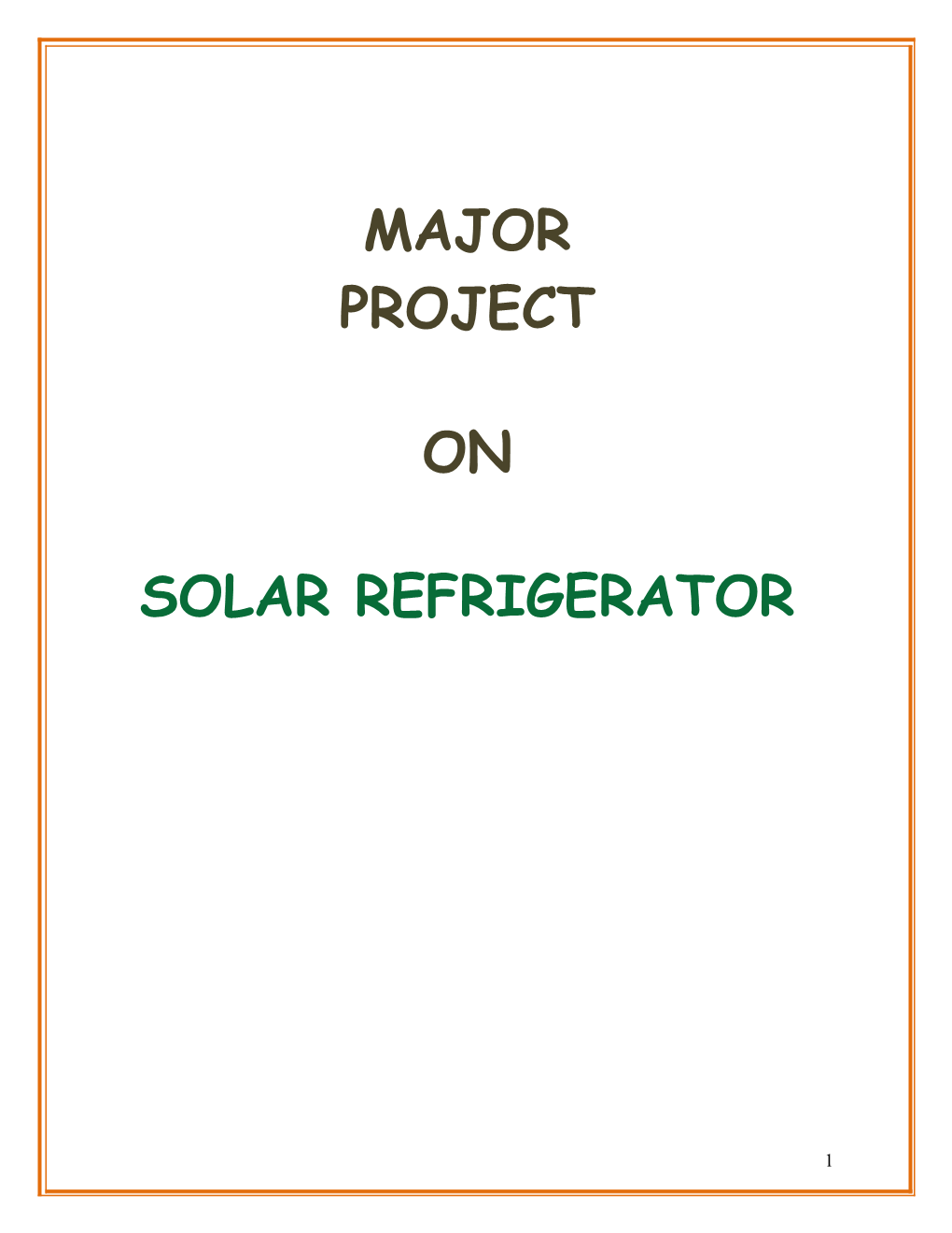 Solar Refrigerator