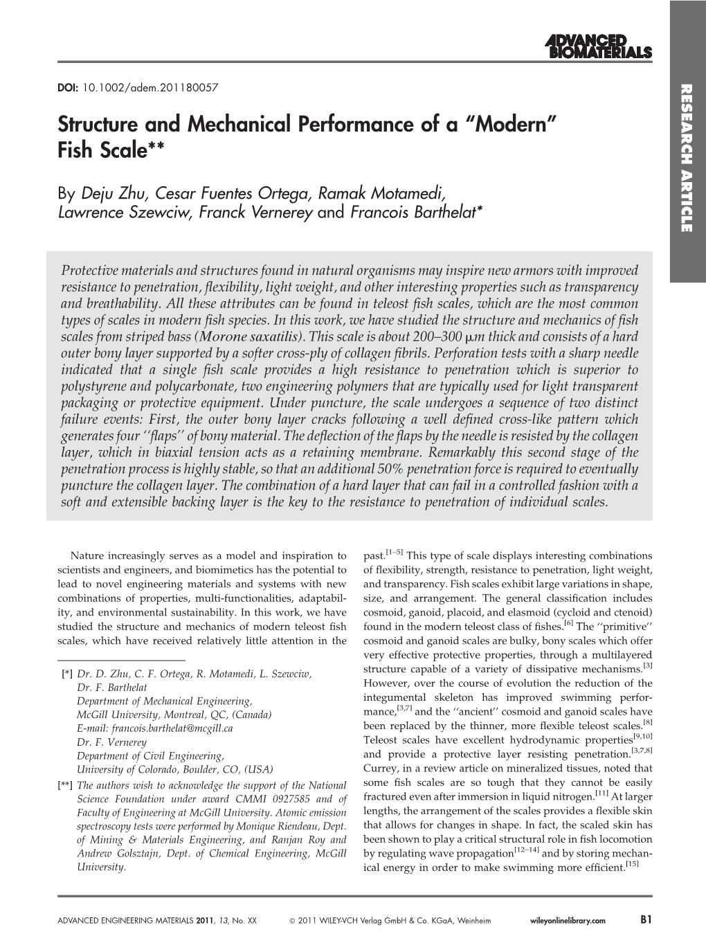 Structure and Mechanical Performance of a Modern Fish Scale