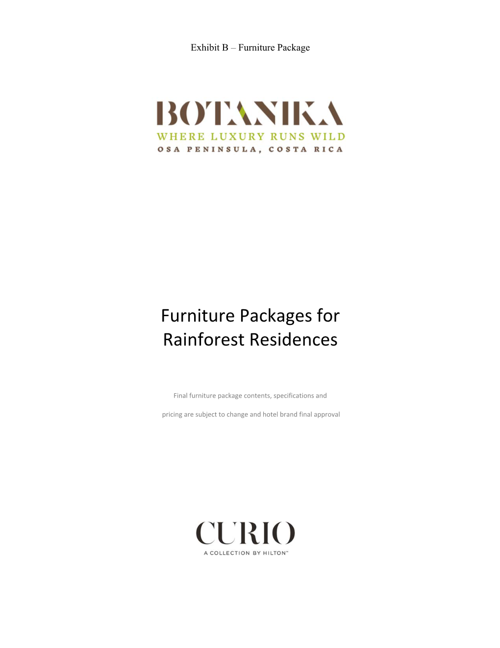 Furniture Packages for Rainforest Residences