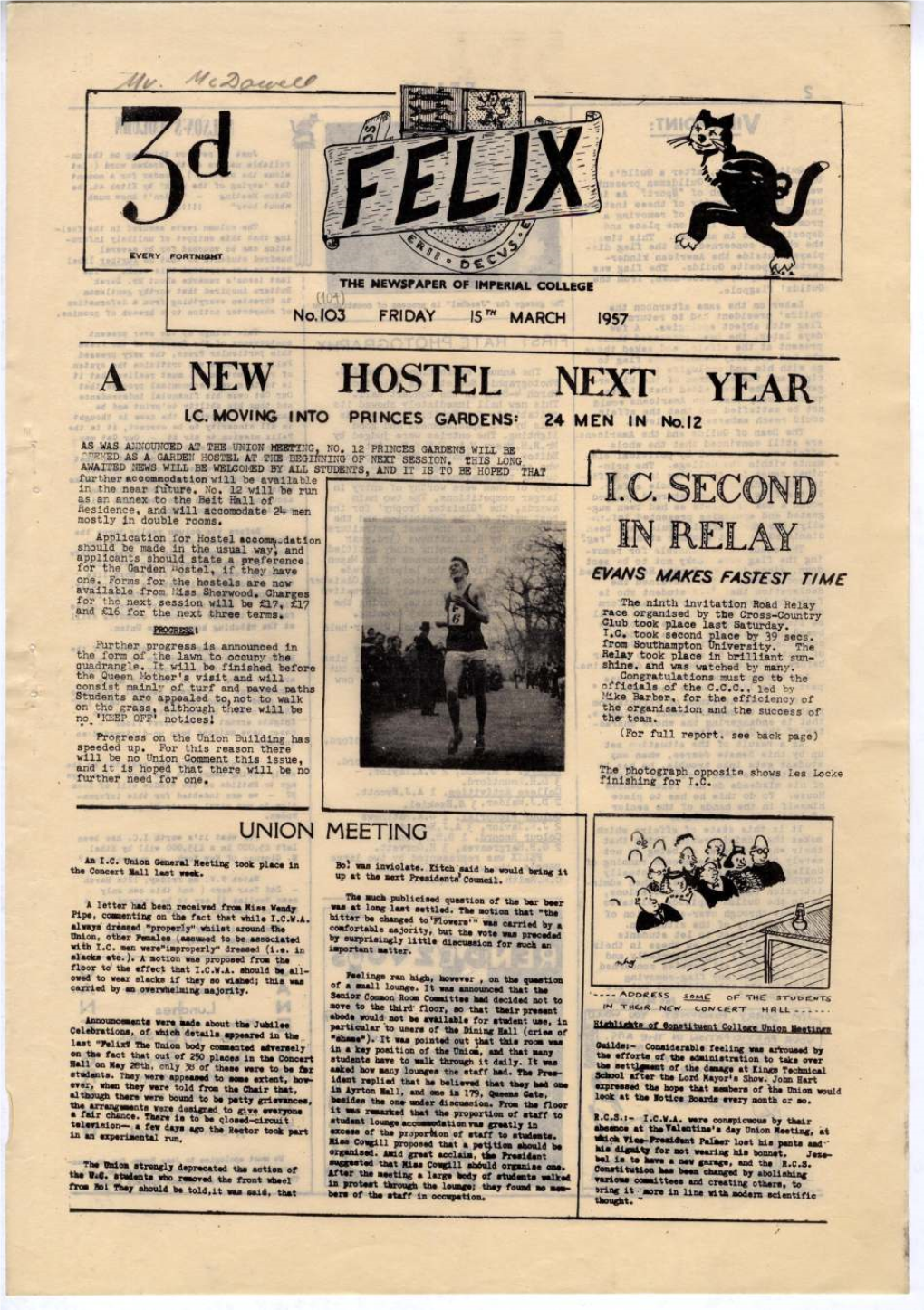 Felix Issue 101, 1957