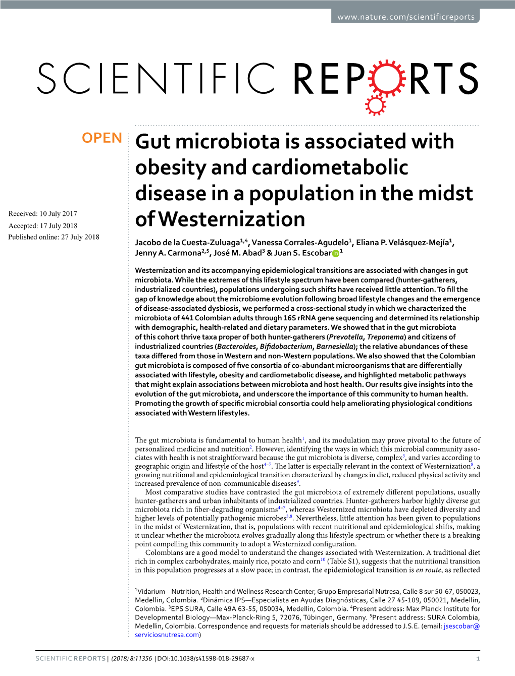 Gut Microbiota Is Associated with Obesity and Cardiometabolic