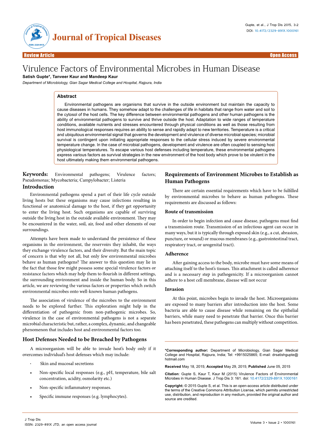 Virulence Factors of Environmental Microbes in Human Disease