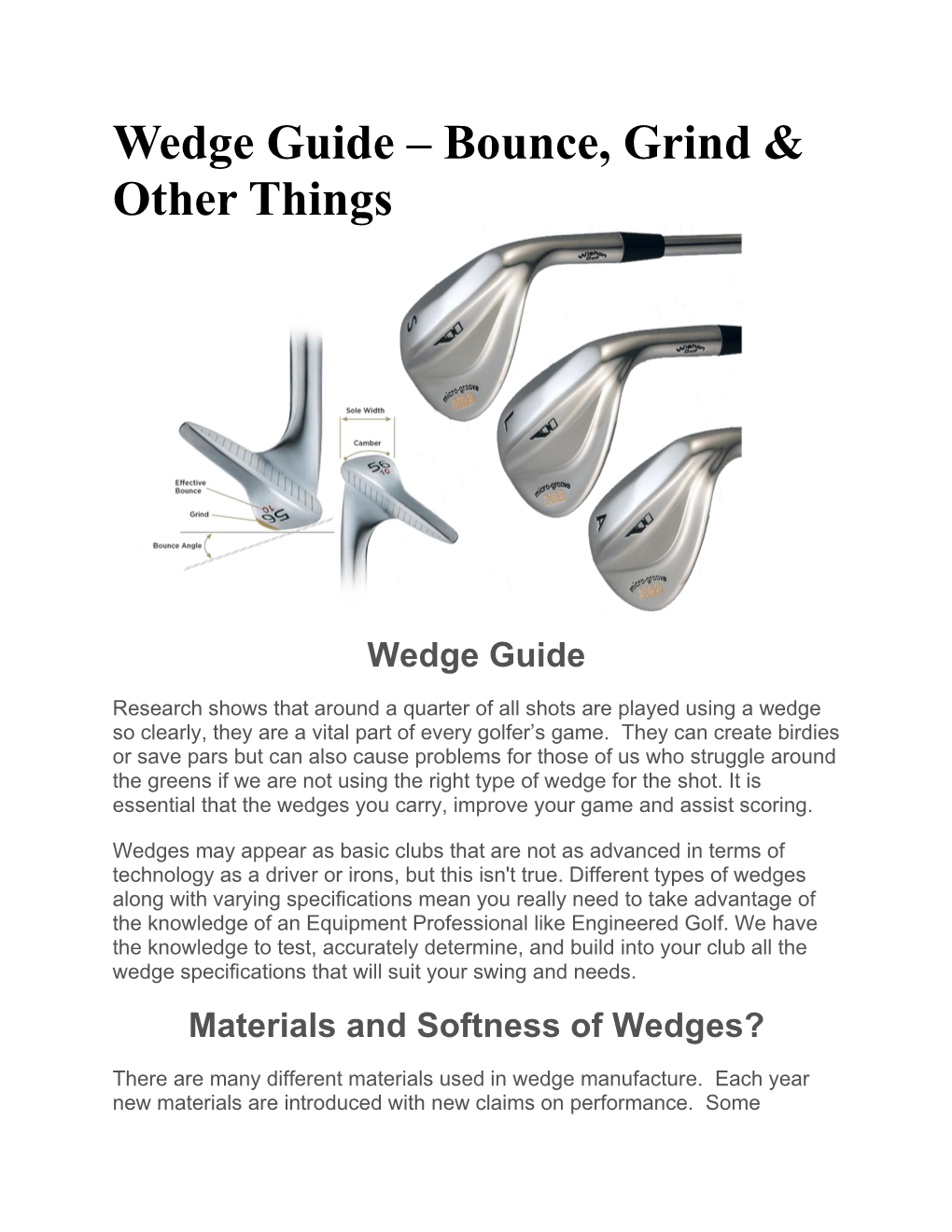 Wedge Guide – Bounce, Grind & Other Things