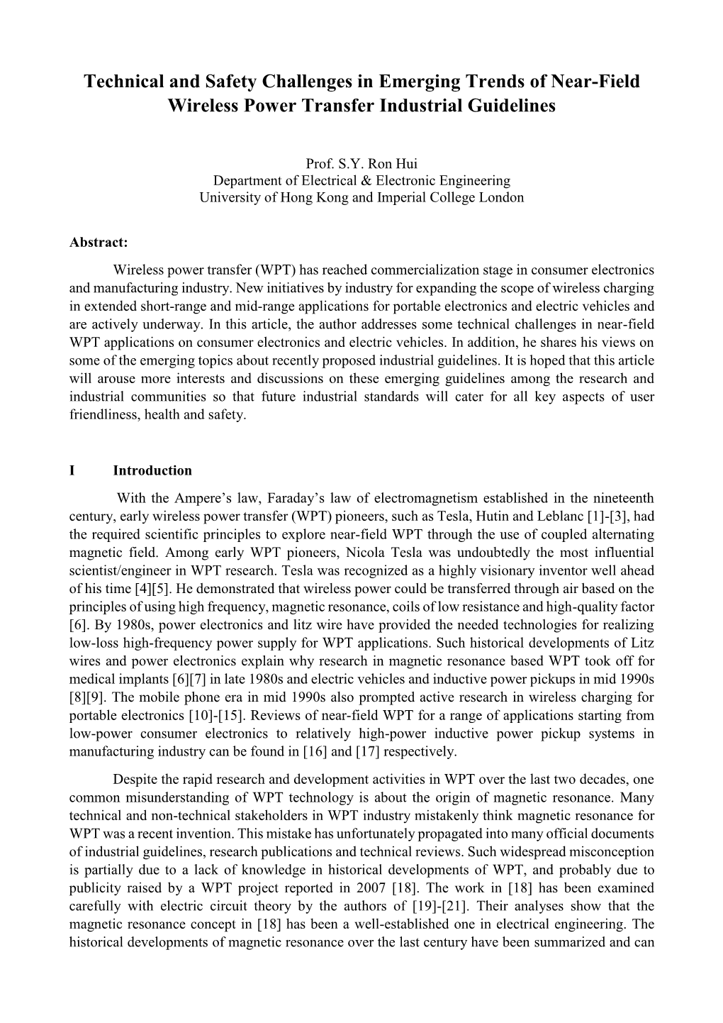 Technical and Safety Challenges in Emerging Trends of Near-Field Wireless Power Transfer Industrial Guidelines