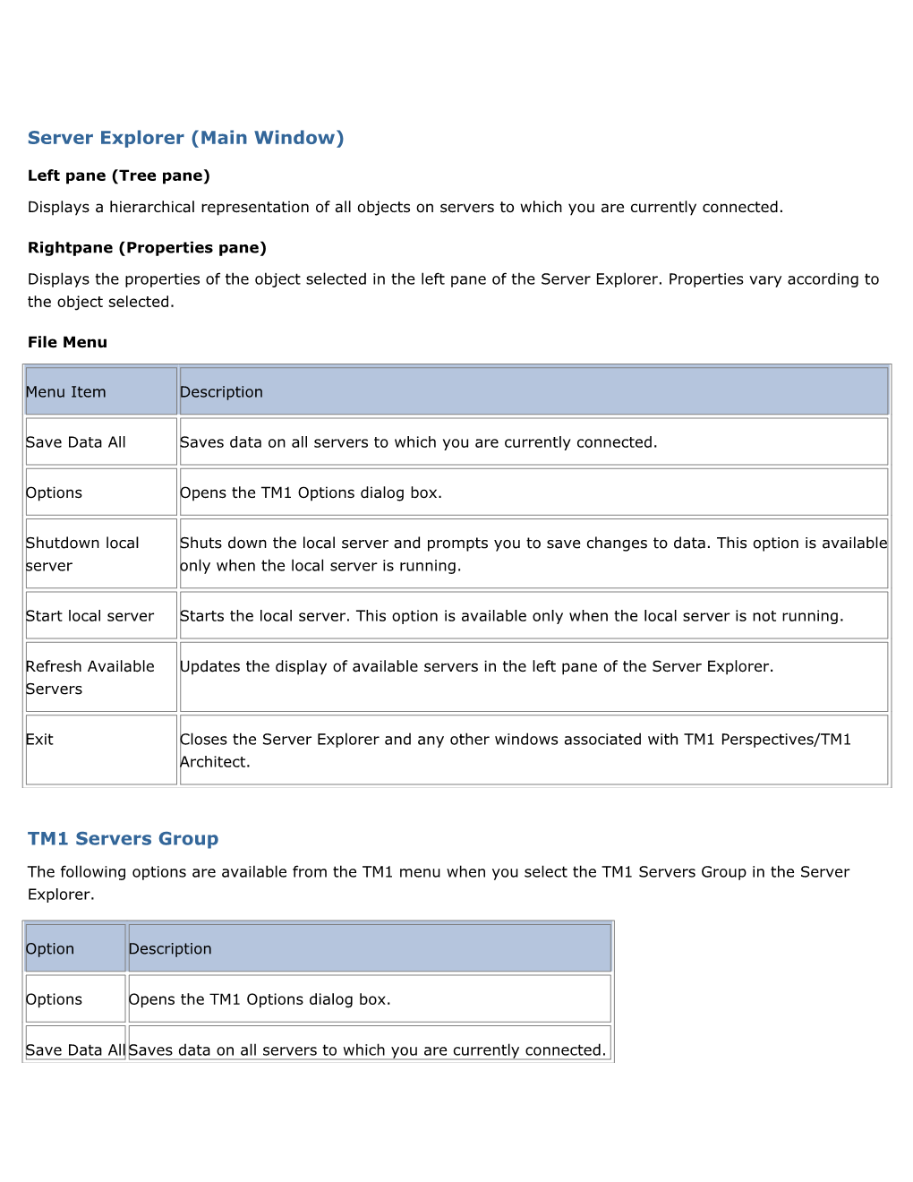 Server Explorer (Main Window)