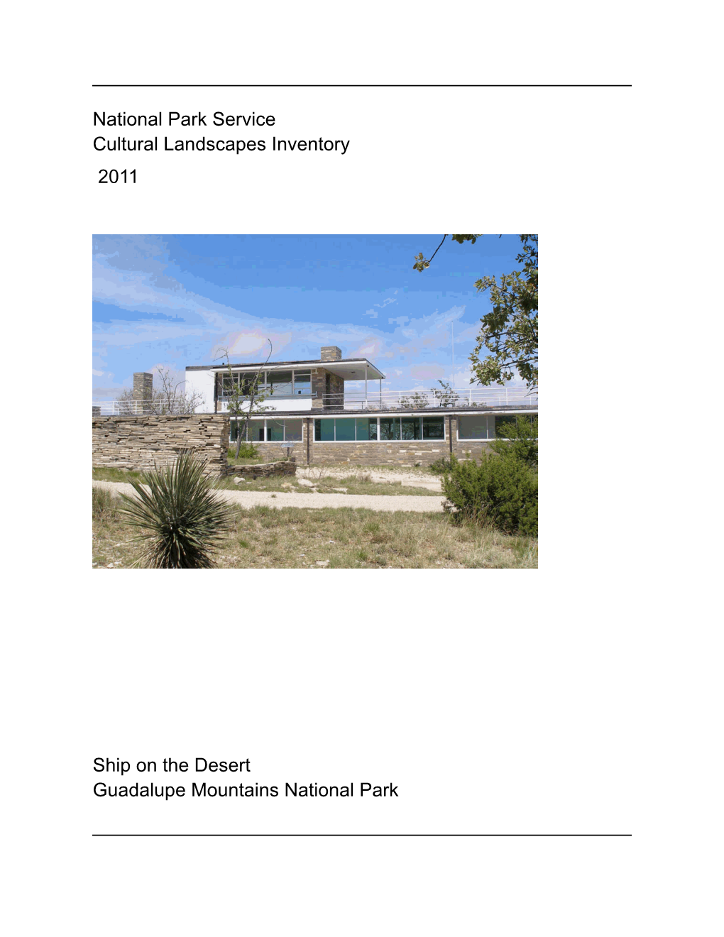 National Park Service Cultural Landscapes Inventory Ship on The