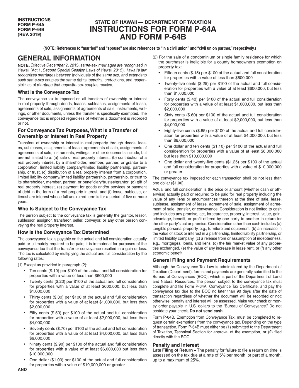 Instructions for Form P-64A/P-64B (Rev 2019)