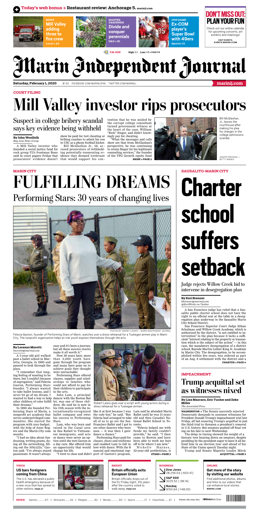FULFILLING DREAMS Performing Stars: 30 Years of Changing Lives Charter School Suffers Setback Judge Rejects Willow Creek Bid to Intervene in Desegregation Plan