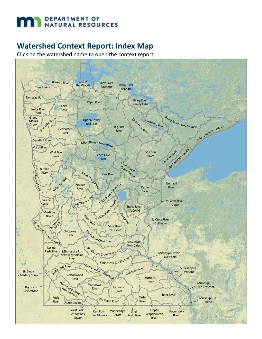Watershed Context Reports