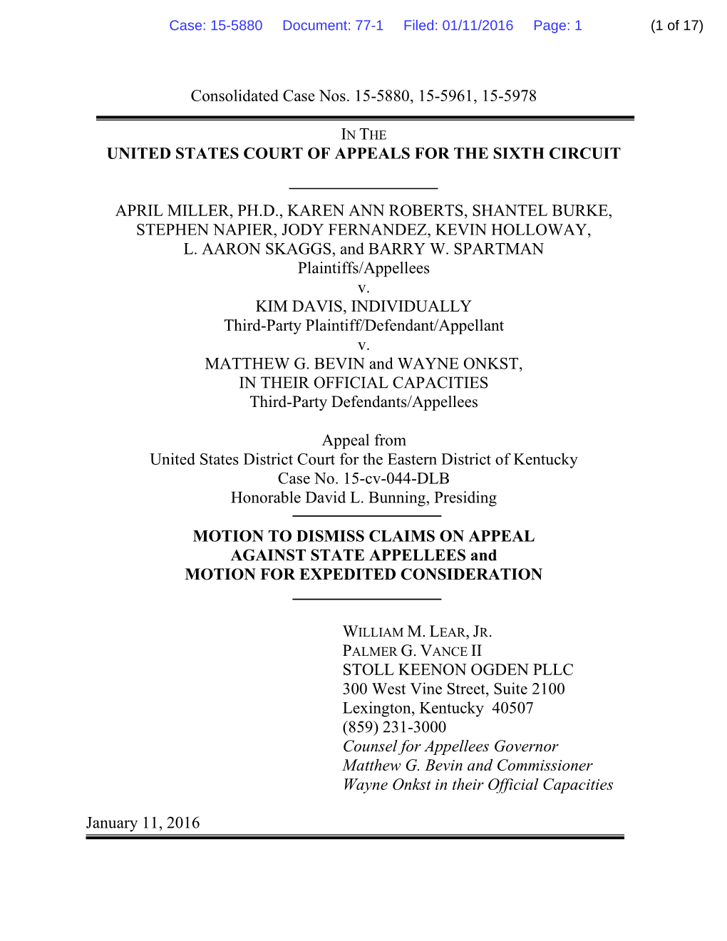 Case: 15-5880 Document: 77-1 Filed: 01/11/2016 Page: 1 (1 of 17)