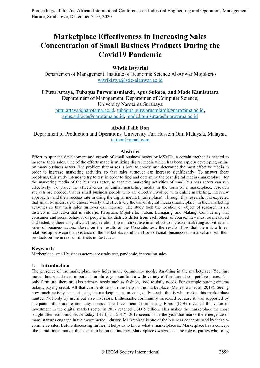 Marketplace Effectiveness in Increasing Sales Concentration of Small Business Products During the Covid19 Pandemic