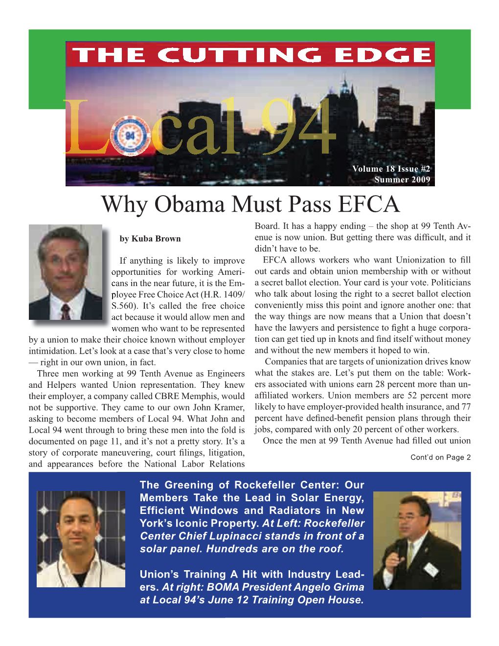 Summer 2009 Why Obama Must Pass EFCA Board