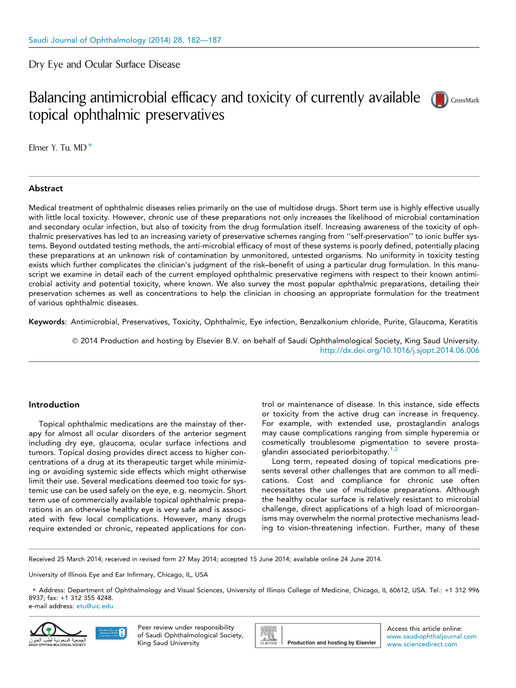 Balancing Antimicrobial Efficacy and Toxicity of Currently Available Topical Ophthalmic Preservatives