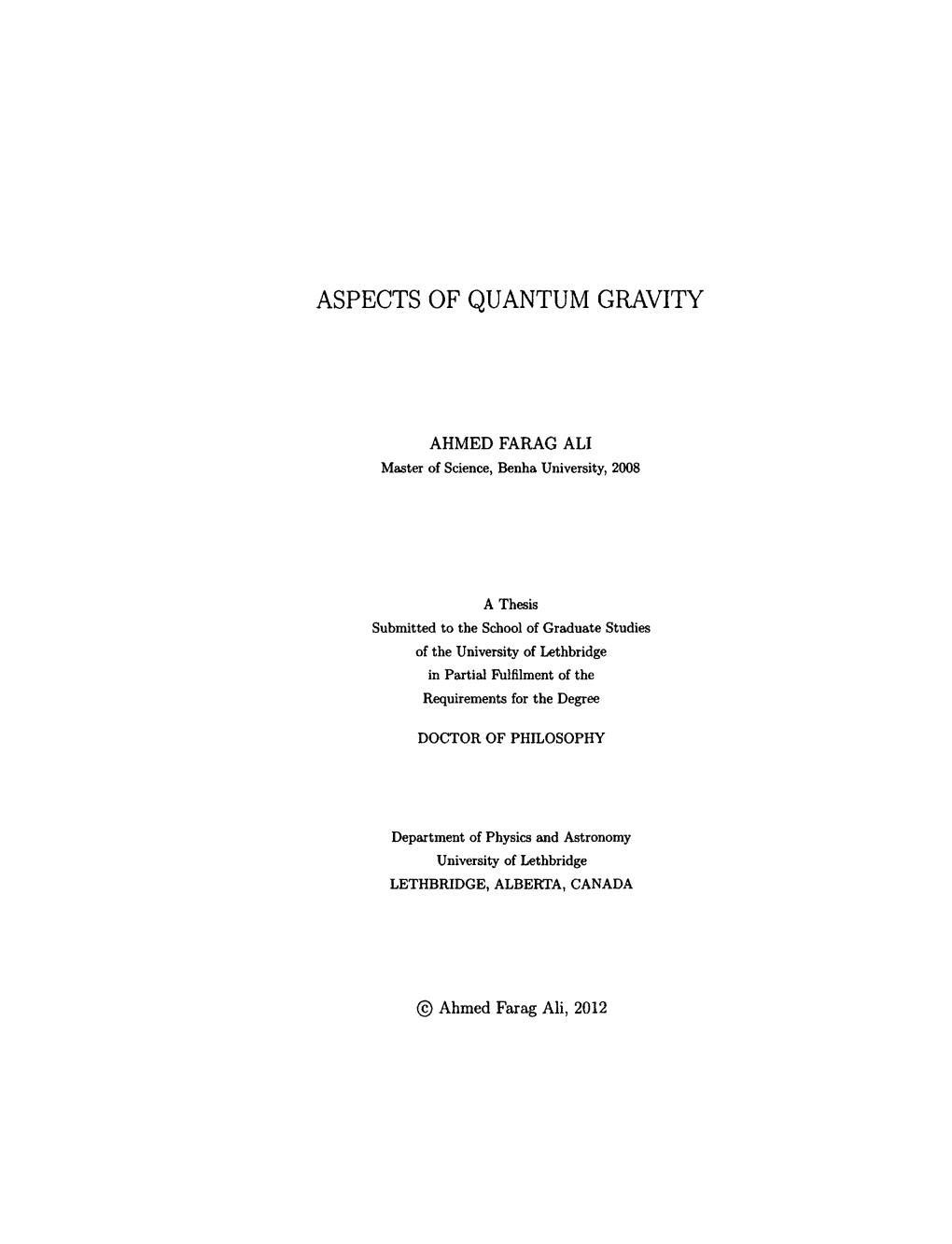 Aspects of Quantum Gravity