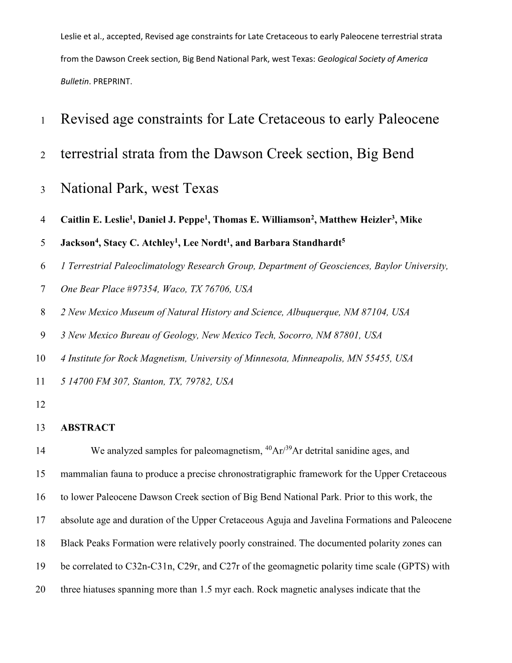 Revised Age Constraints for Late Cretaceous to Early Paleocene Terrestrial Strata