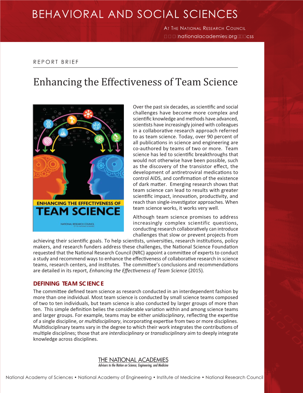 Enhancing the Effectiveness of Team Science