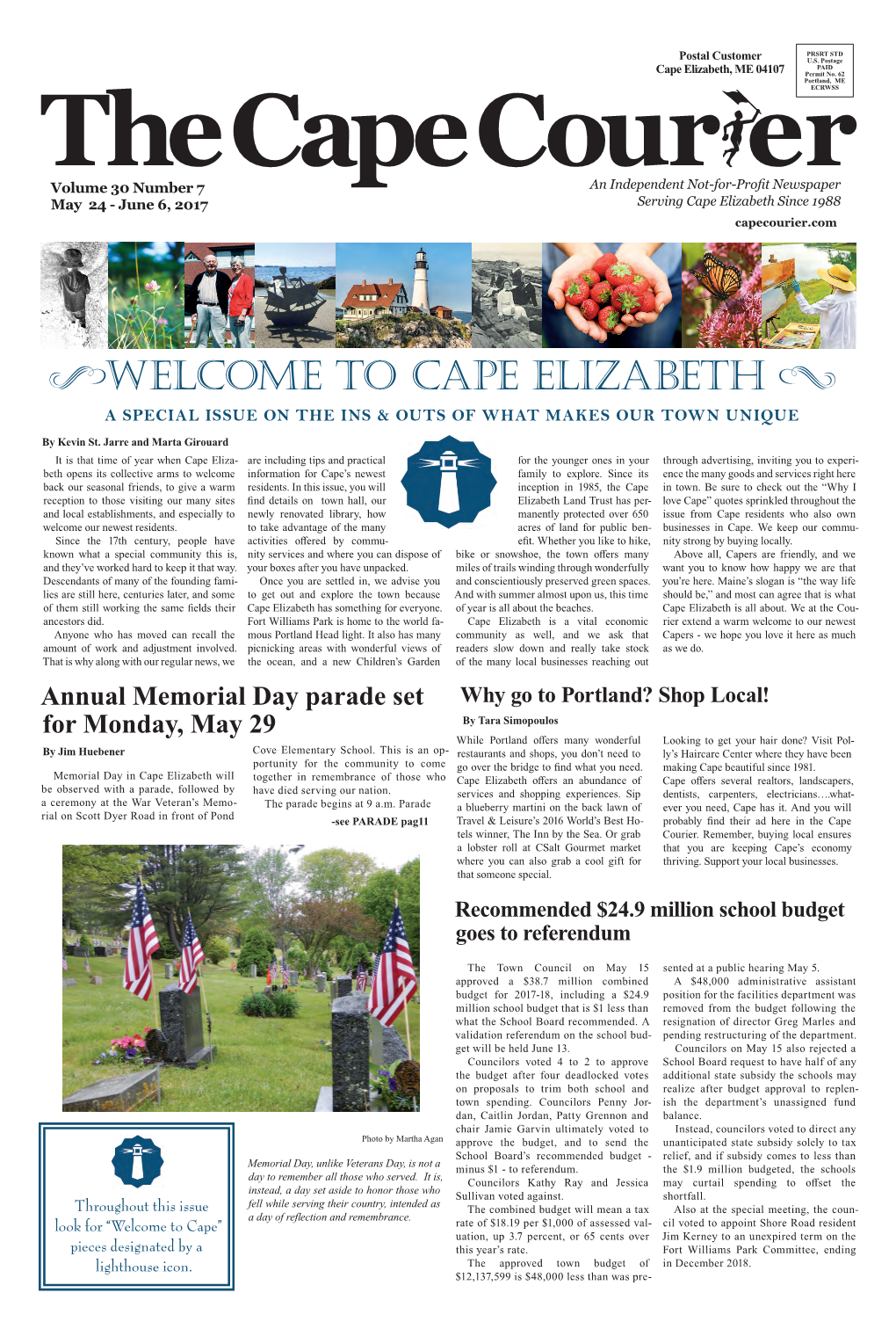 Mwelcome to Cape Elizabeth N a SPECIAL ISSUE on the INS & OUTS of WHAT MAKES OUR TOWN UNIQUE