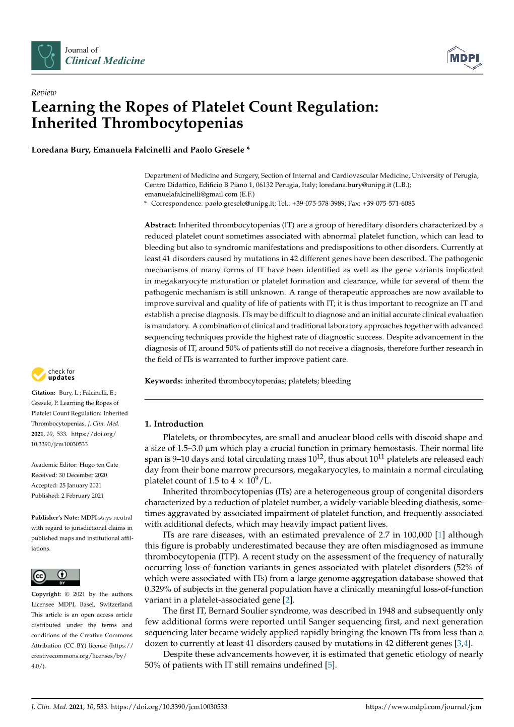 Learning the Ropes of Platelet Count Regulation: Inherited Thrombocytopenias