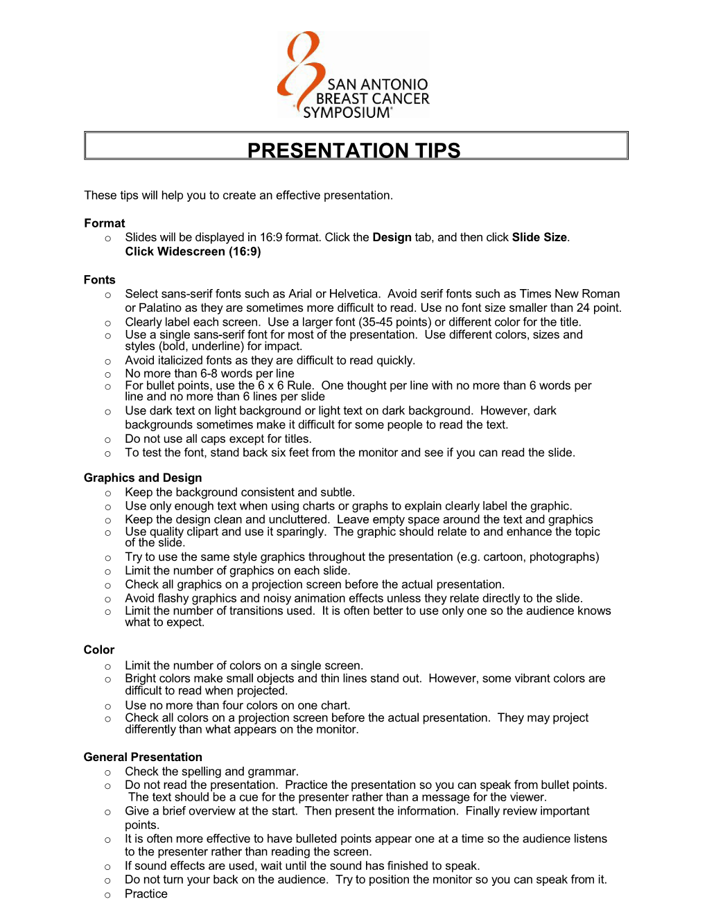 Presentation Tips