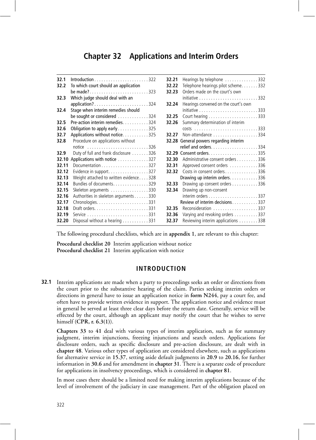 Chapter 32 Applications and Interim Orders