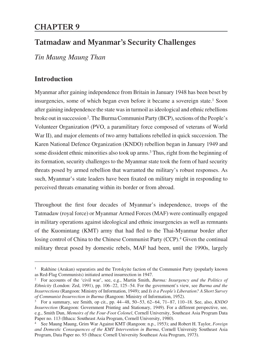 Tatmadaw and Myanmar's Security Challenges CHAPTER 9