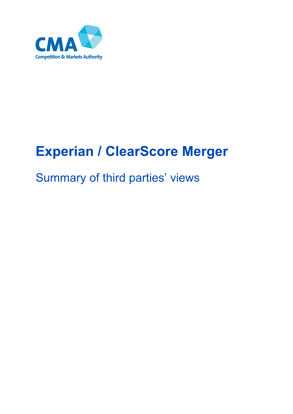 Experian/Clearscore Merger: Summary of Third Parties' Views