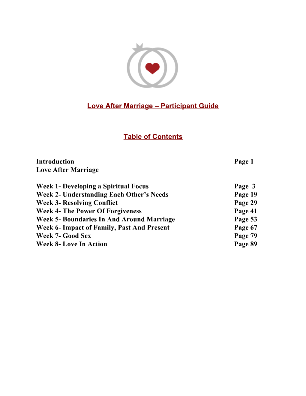 Love After Marriage – Participant Guide