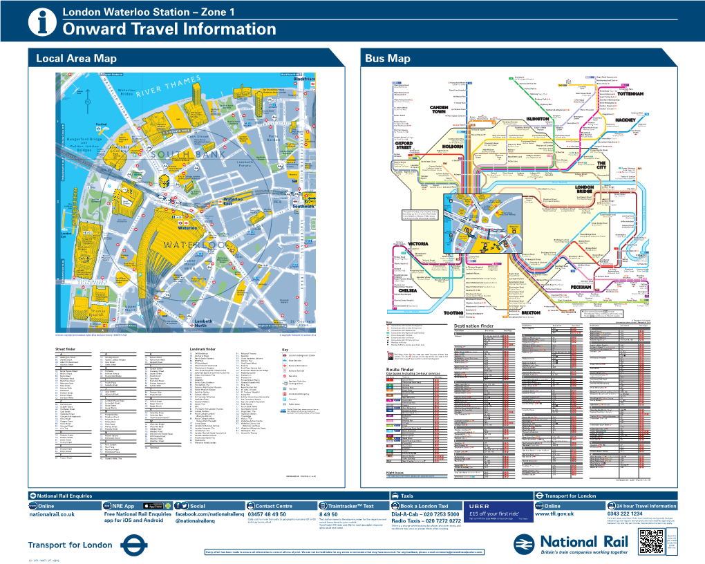 London Waterloo Station – Zone 1 I Onward Travel Information Local Area Map Bus Map