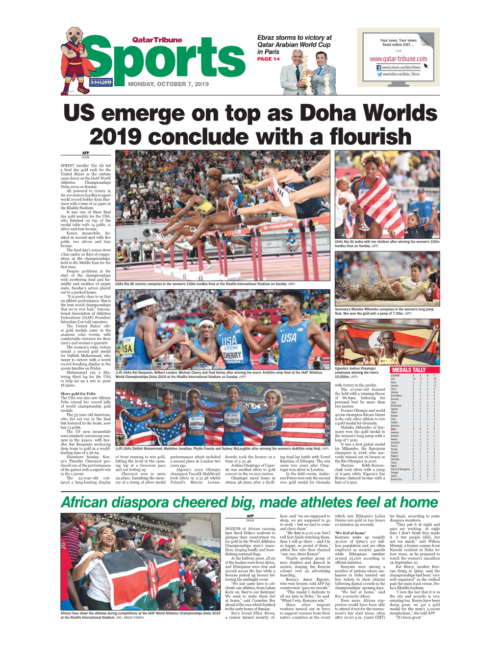 US Emerge on Top As Doha Worlds 2019 Conclude with a Flourish AFP DOHA