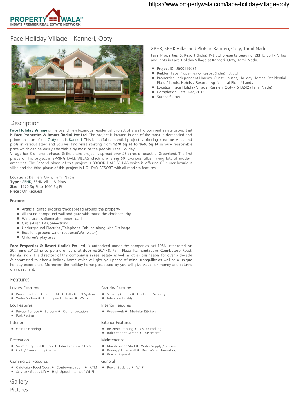 Face Holiday Village - Kanneri, Ooty 2BHK, 3BHK Villas and Plots in Kanneri, Ooty, Tamil Nadu