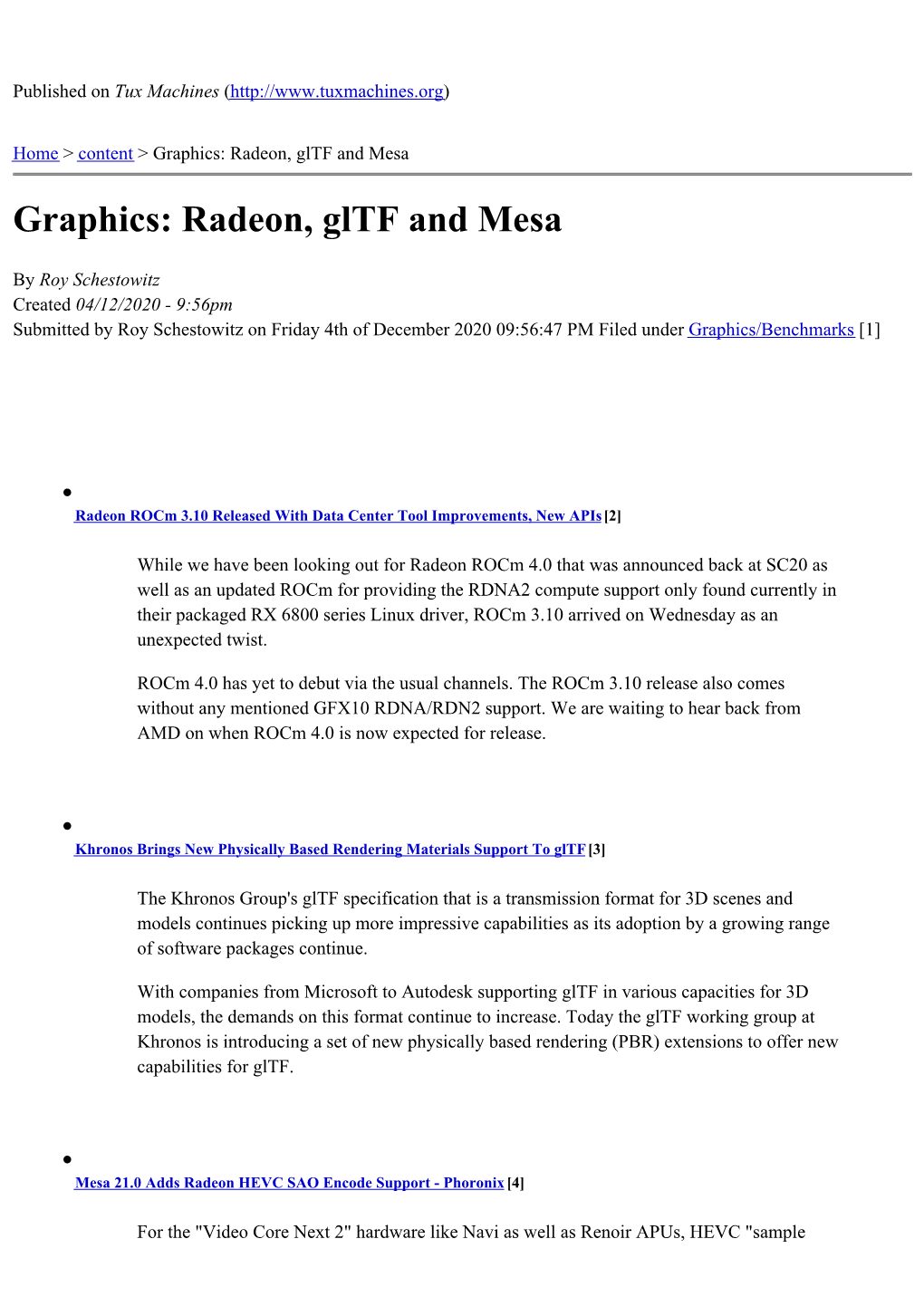 Graphics: Radeon, Gltf and Mesa
