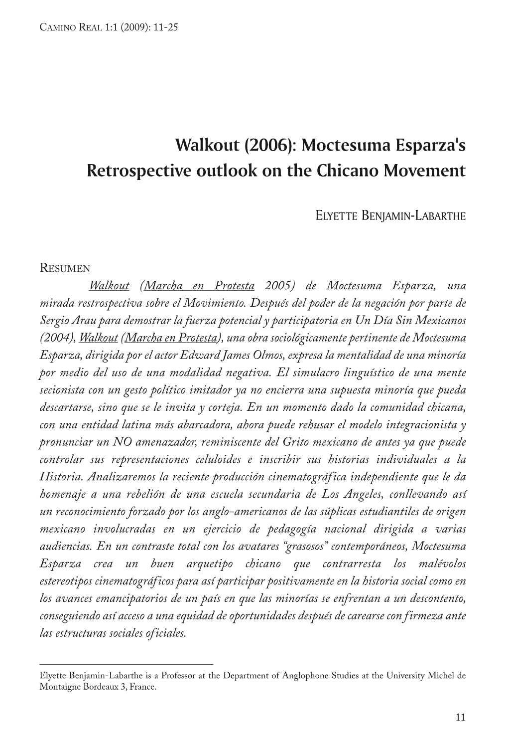 Walkout (2006): Moctesuma Esparza's Retrospective Outlook on the Chicano Movement