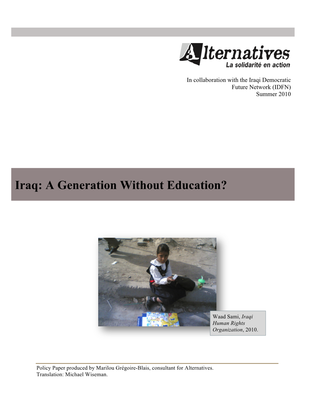 Iraq: a Generation Without Education?