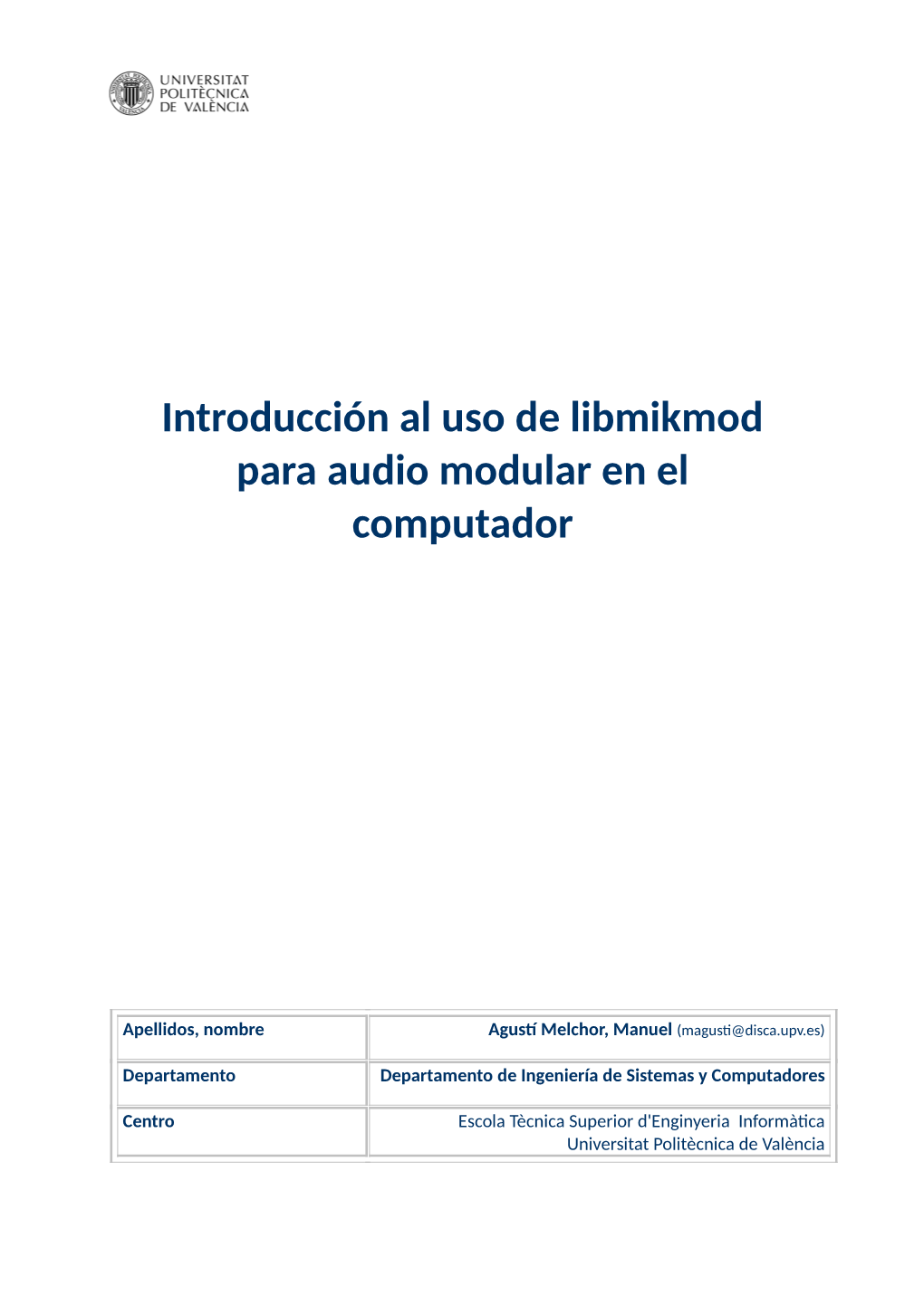 Introducción Al Uso De Libmikmod Para Audio Modular En El Computador