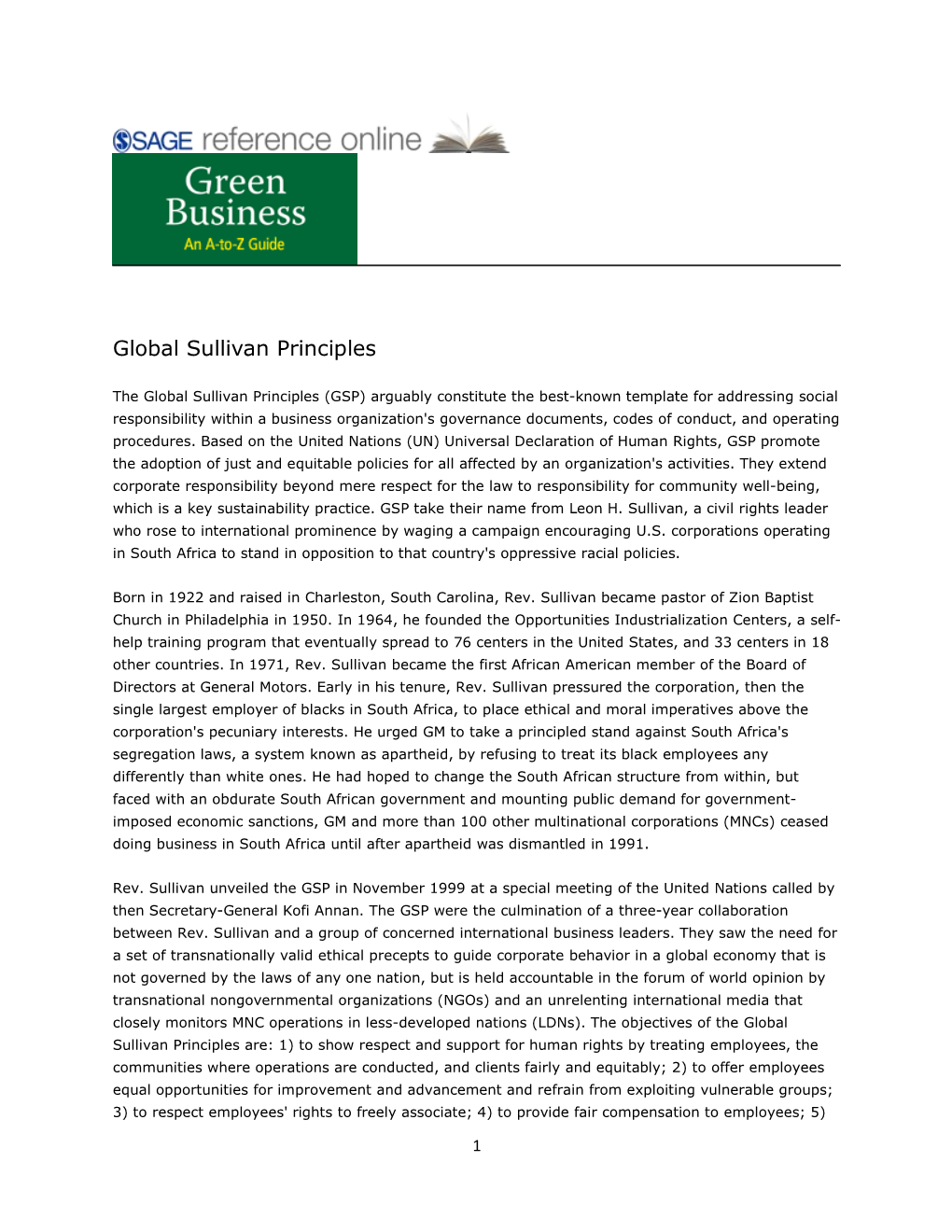 Global Sullivan Principles