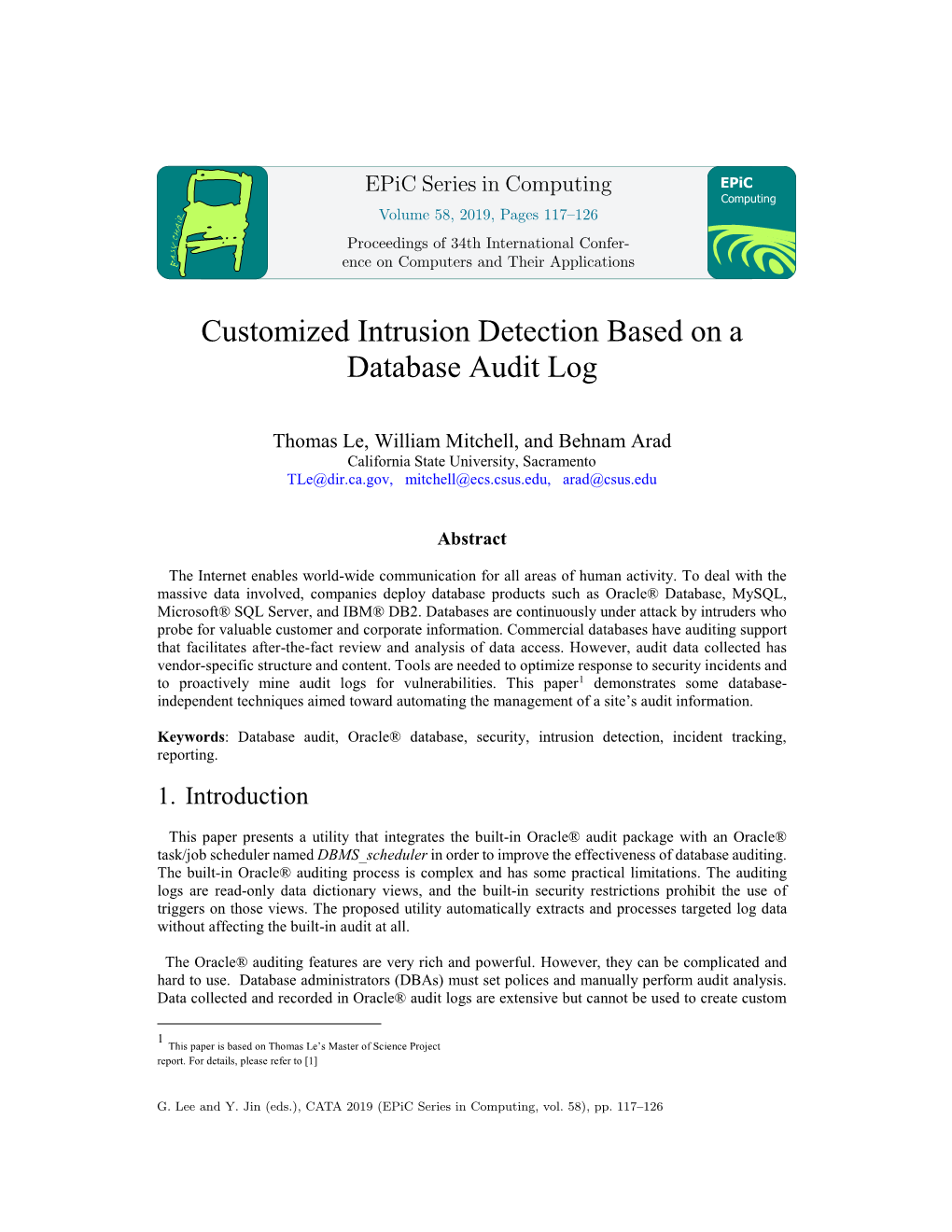 Customized Intrusion Detection Based on a Database Audit Log