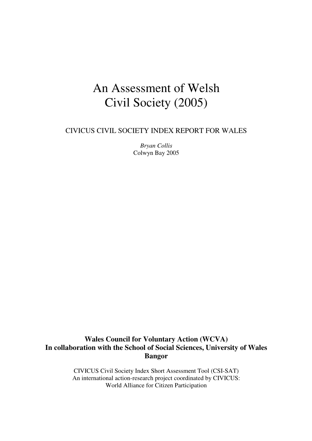 An Assessment of Welsh Civil Society (2005)