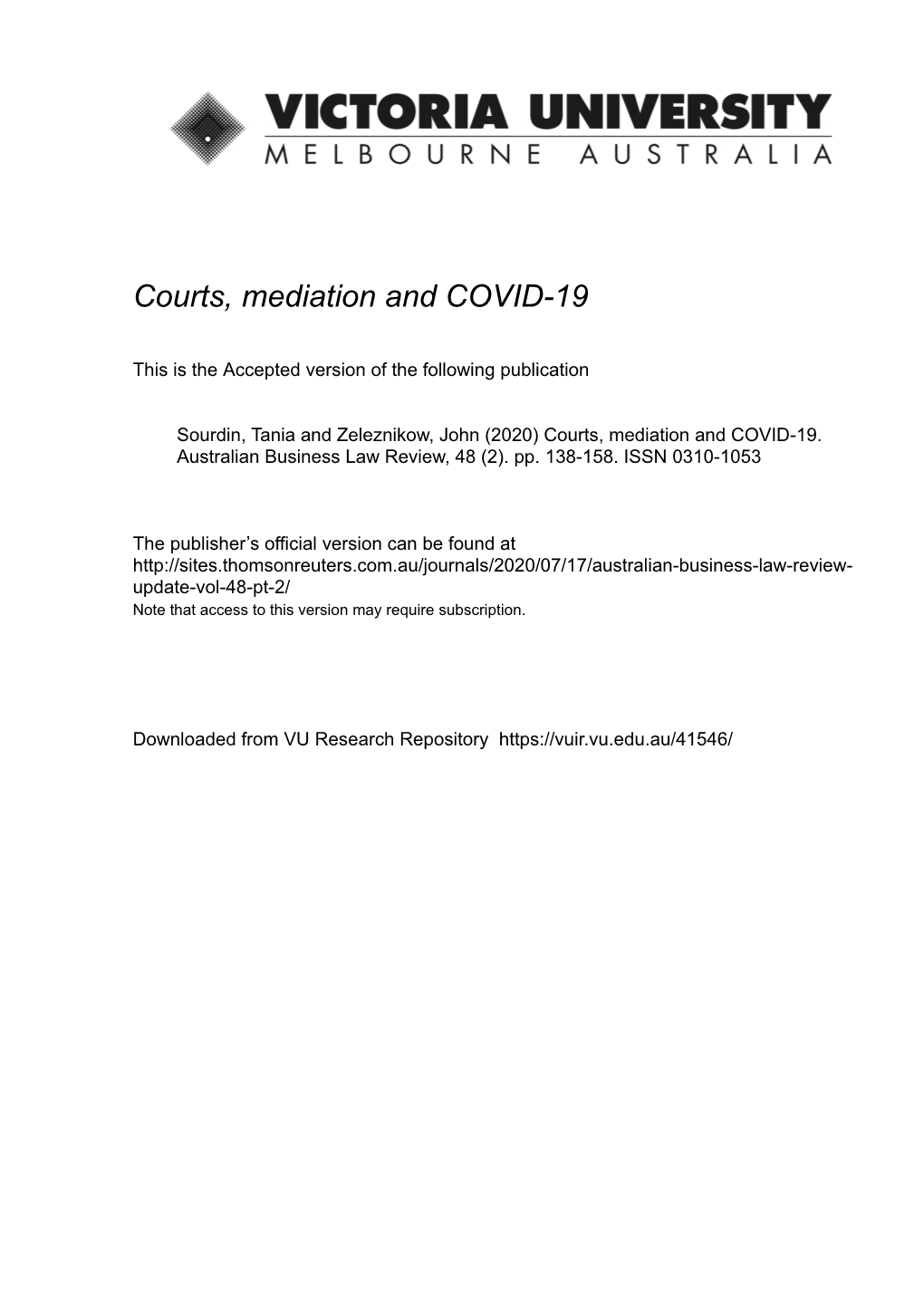 Courts, Mediation and COVID-19