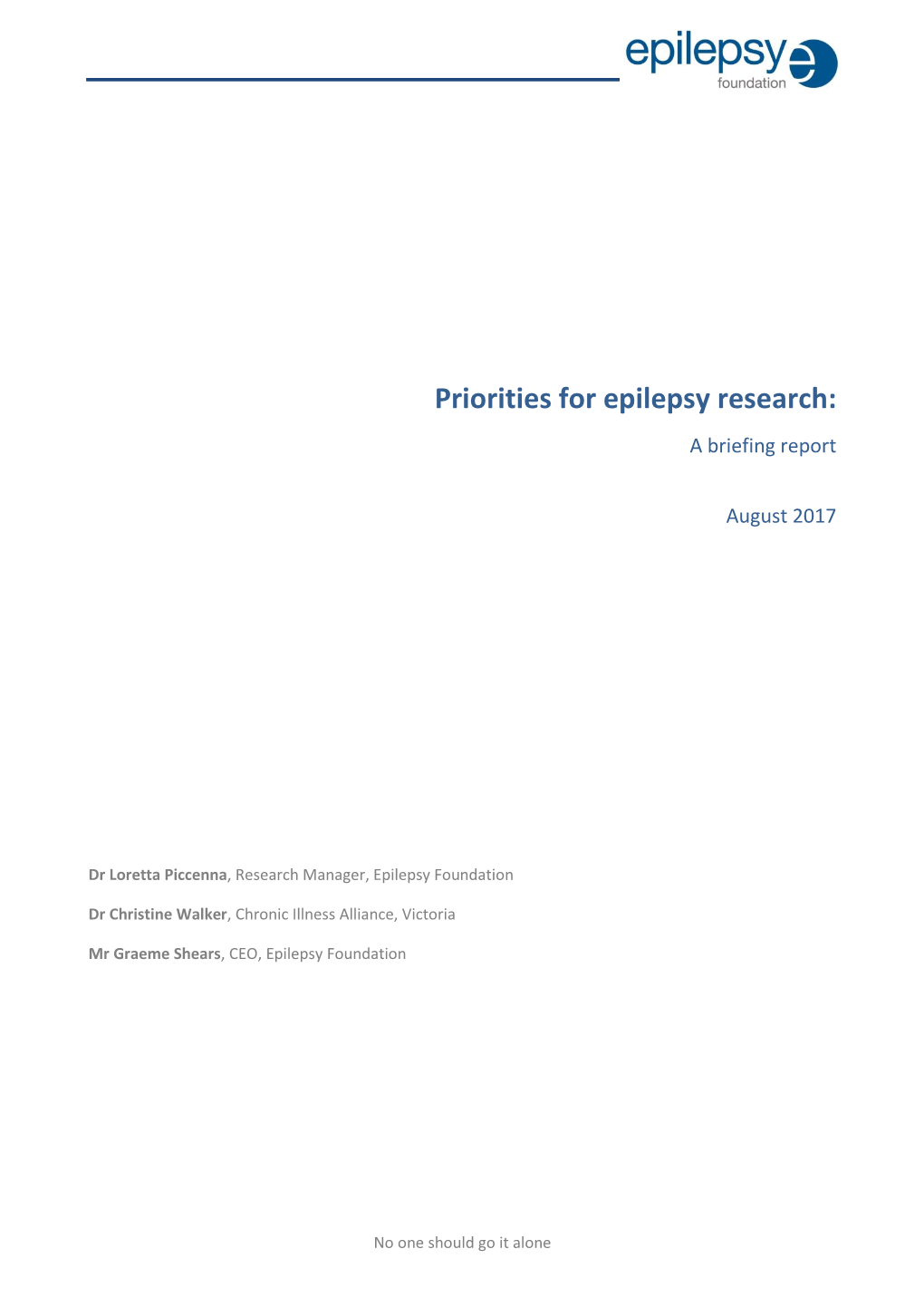 Priorities for Epilepsy Research: a Briefing Report