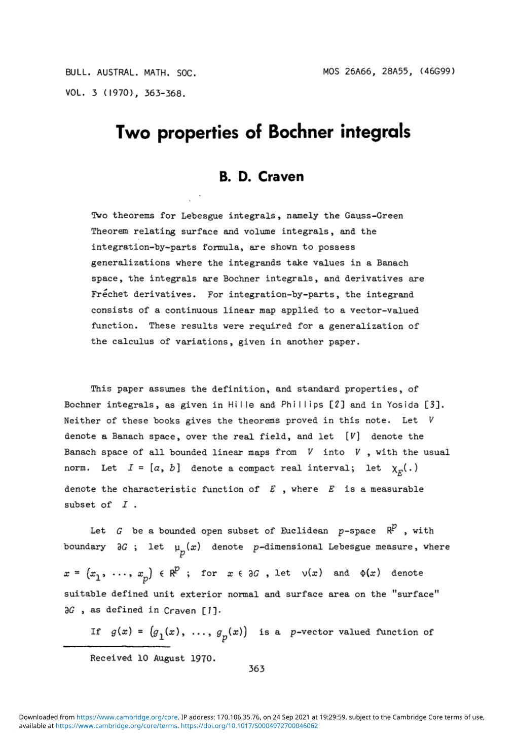 Two Properties of Bochner Integrals