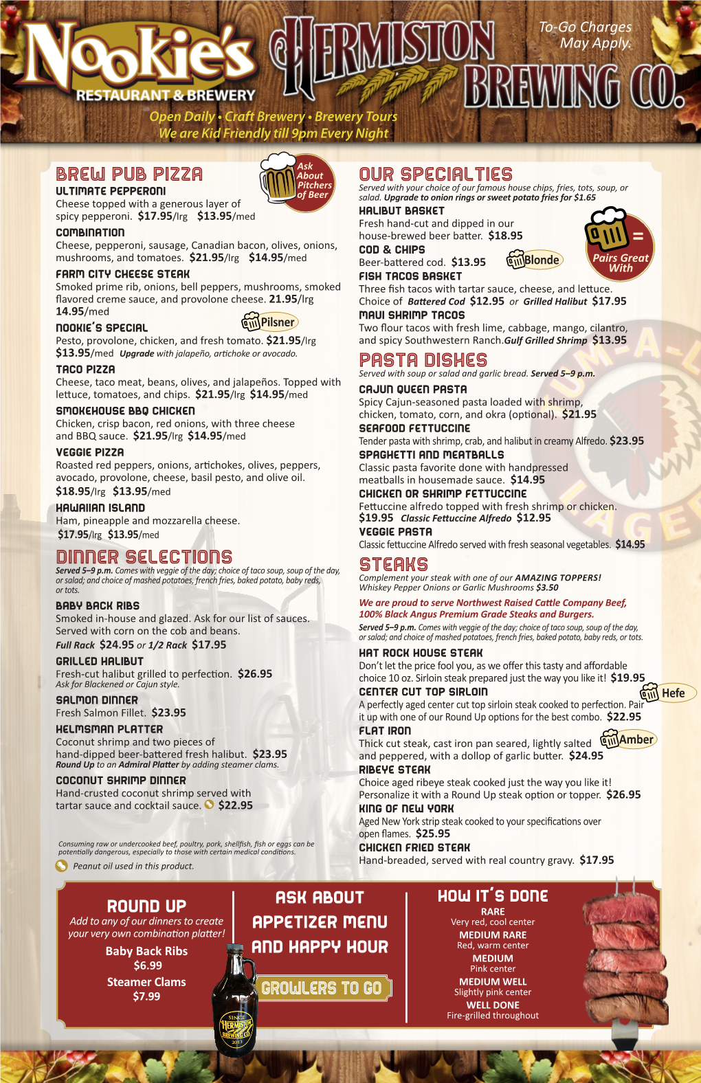 Brew Pub PIZZA Dinner Selections Our Specialties PASTA Dishes Steaks