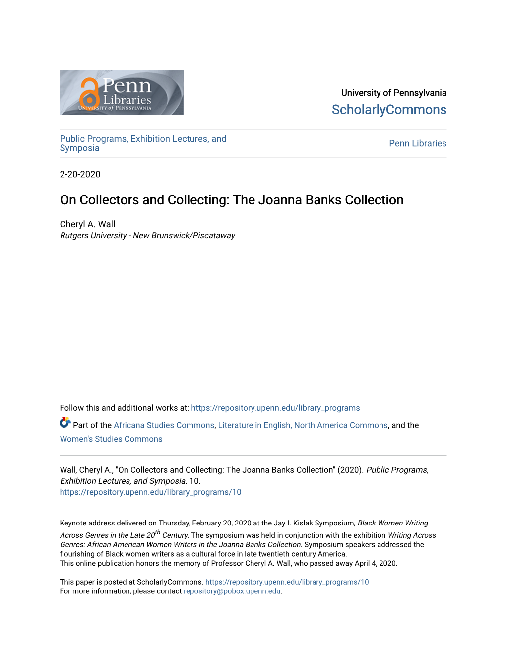 On Collectors and Collecting: the Joanna Banks Collection