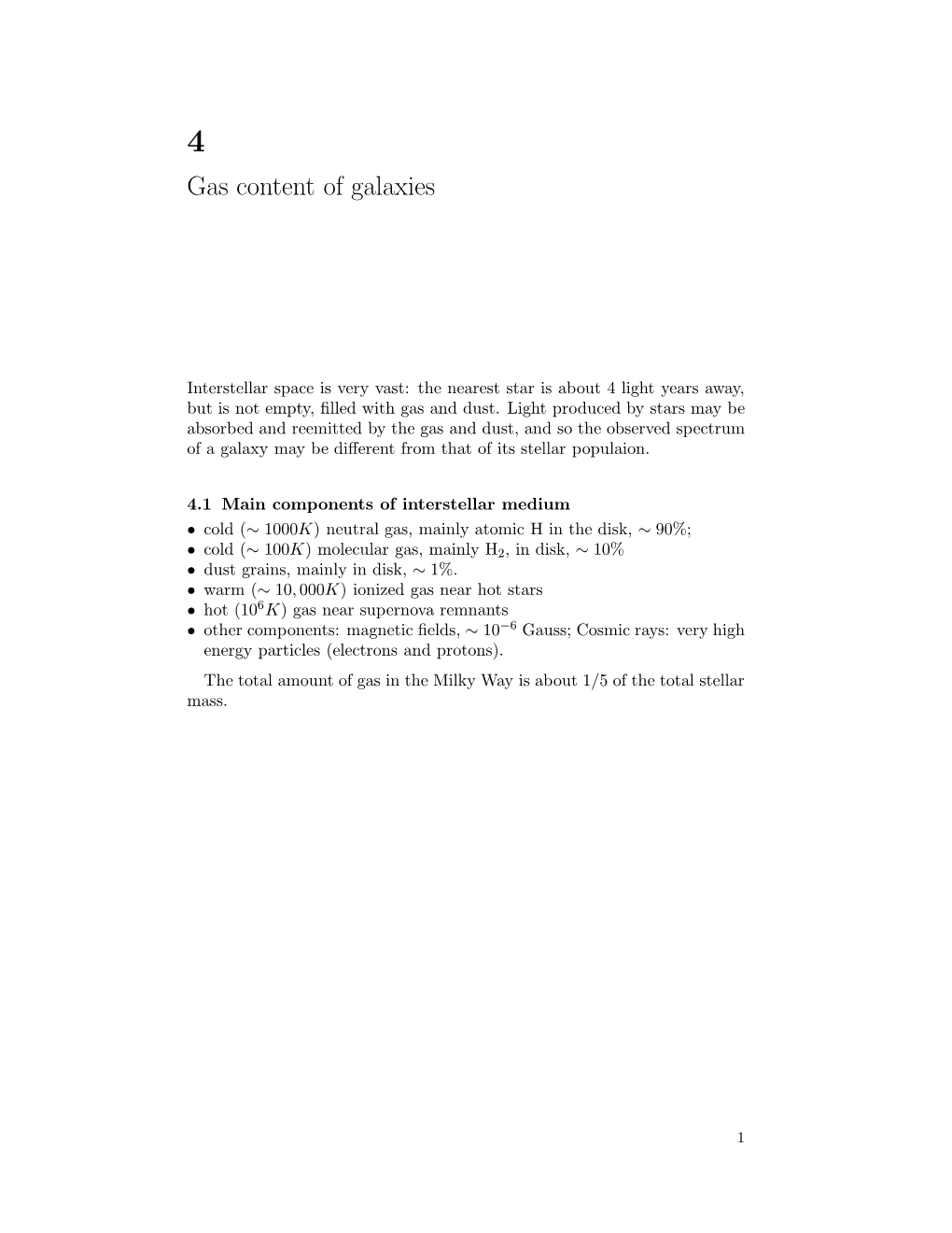 Gas Content of Galaxies